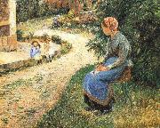 Camille Pissarro Sitting in the garden of the maids oil painting on canvas